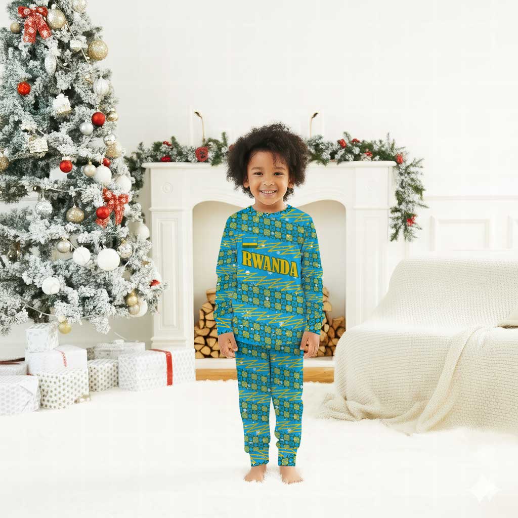 Rwanda Christmas Pajama Set Festive Geometric Motifs and Bold Typography - African Pride