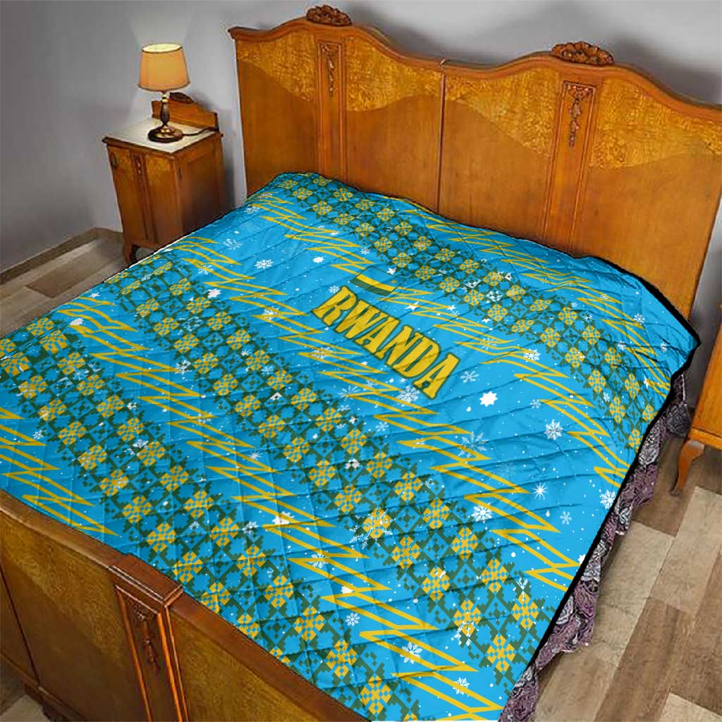 Rwanda Christmas Quilt Festive Geometric Motifs and Bold Typography - African Pride