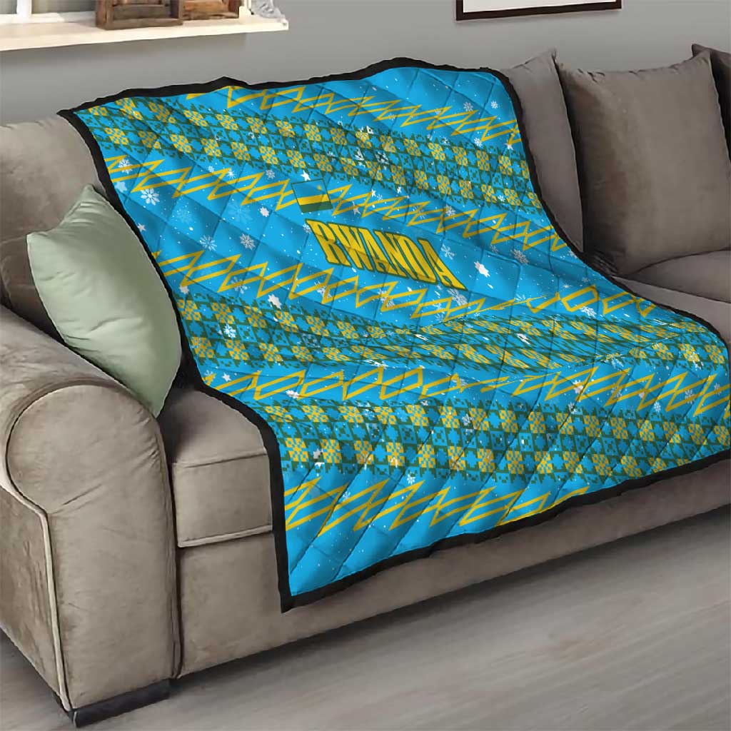 Rwanda Christmas Quilt Festive Geometric Motifs and Bold Typography - African Pride