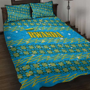 Rwanda Christmas Quilt Bed Set Festive Geometric Motifs and Bold Typography - African Pride