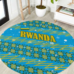 Rwanda Christmas Round Carpet Festive Geometric Motifs and Bold Typography - African Pride