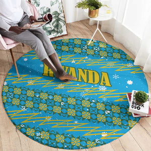 Rwanda Christmas Round Carpet Festive Geometric Motifs and Bold Typography - African Pride