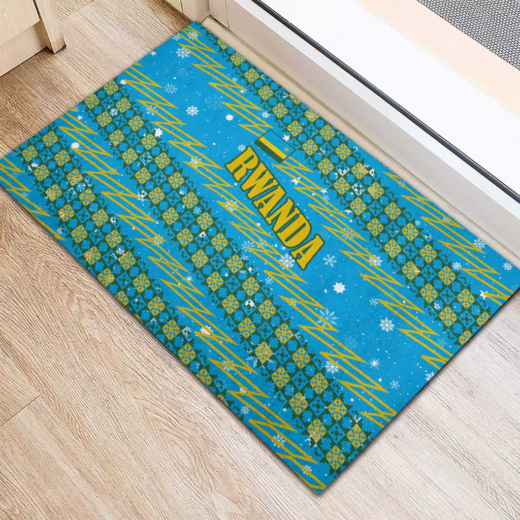 Rwanda Christmas Rubber Doormat Festive Geometric Motifs and Bold Typography - African Pride