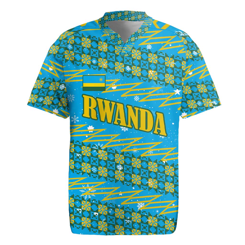 Rwanda Christmas Rugby Jersey Festive Geometric Motifs and Bold Typography - African Pride