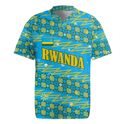 Rwanda Christmas Rugby Jersey Festive Geometric Motifs and Bold Typography - African Pride
