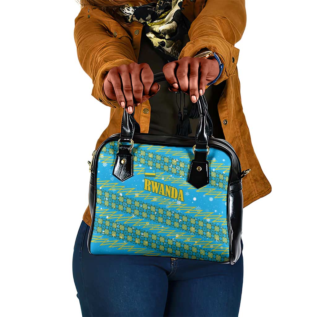 Rwanda Christmas Shoulder Handbag Festive Geometric Motifs and Bold Typography - African Pride