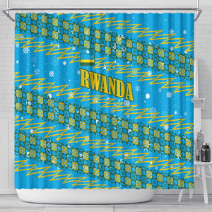 Rwanda Christmas Shower Curtain Festive Geometric Motifs and Bold Typography - African Pride