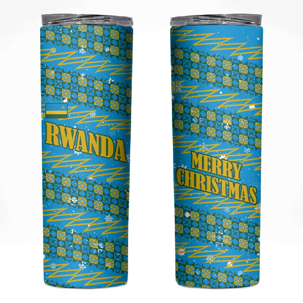 Rwanda Christmas Skinny Tumbler Festive Geometric Motifs and Bold Typography - African Pride