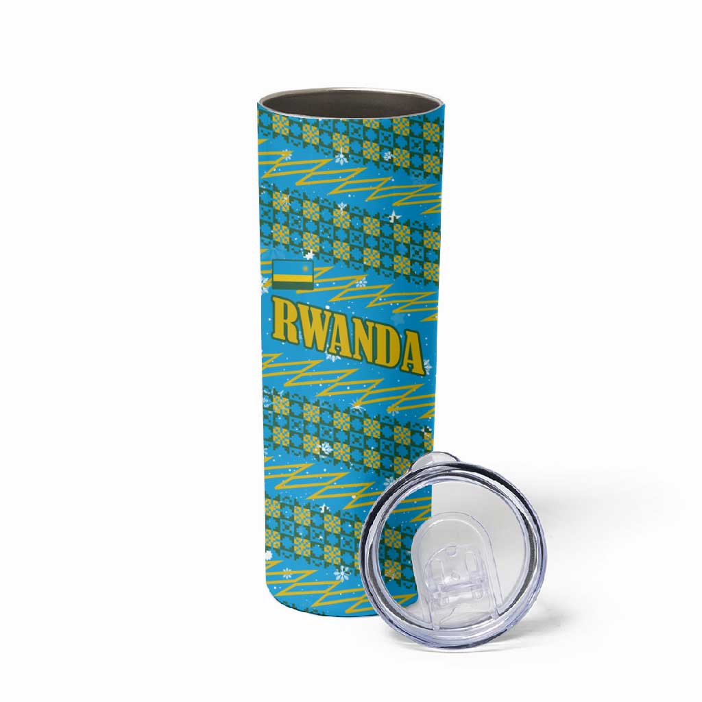 Rwanda Christmas Skinny Tumbler Festive Geometric Motifs and Bold Typography - African Pride
