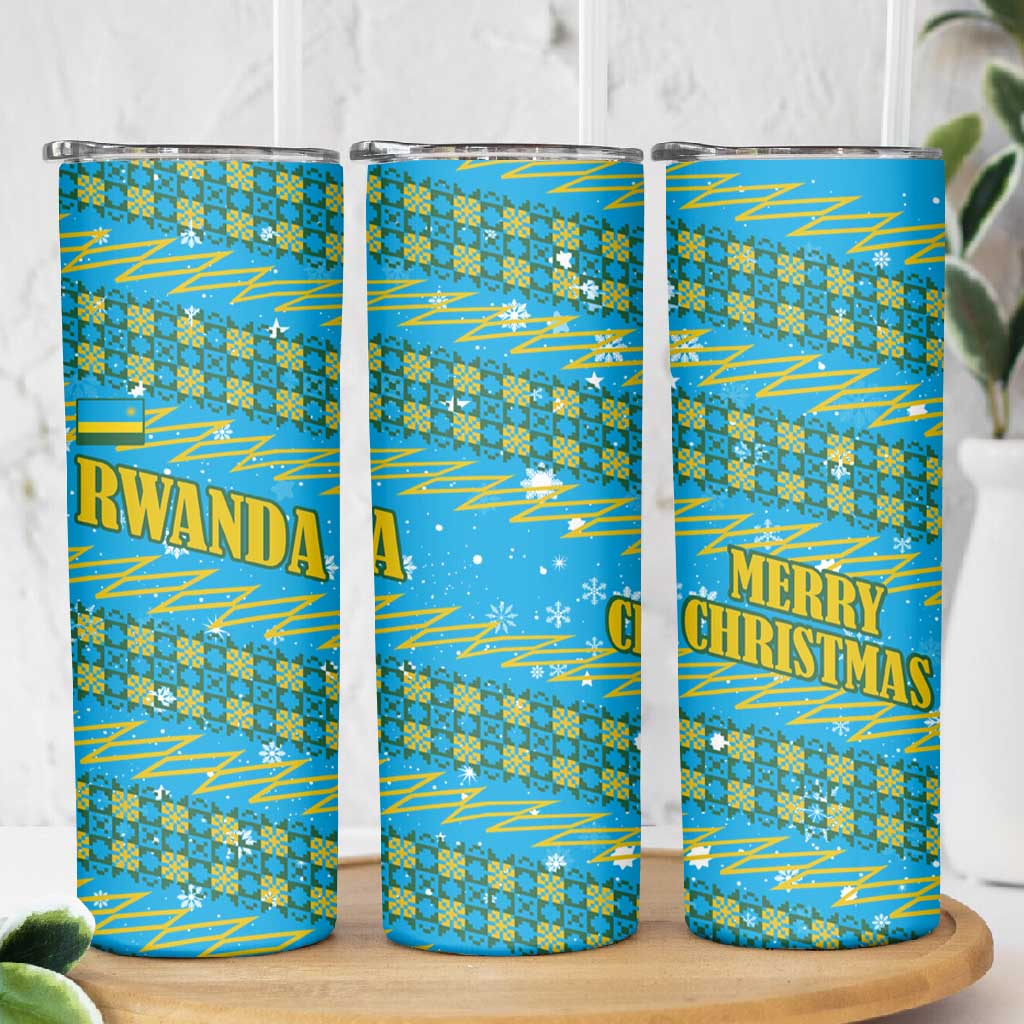 Rwanda Christmas Skinny Tumbler Festive Geometric Motifs and Bold Typography - African Pride