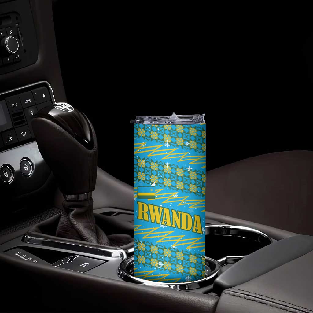 Rwanda Christmas Skinny Tumbler Festive Geometric Motifs and Bold Typography - African Pride