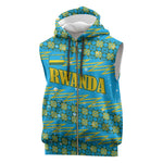 Rwanda Christmas Sleeveless Zip Hoodie Festive Geometric Motifs and Bold Typography - African Pride