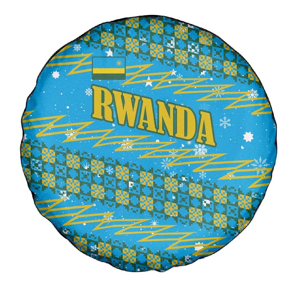 Rwanda Christmas Spare Tire Cover Festive Geometric Motifs and Bold Typography - African Pride