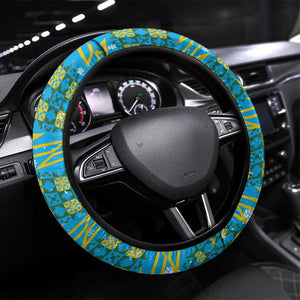 Rwanda Christmas Steering Wheel Cover Festive Geometric Motifs and Bold Typography - African Pride