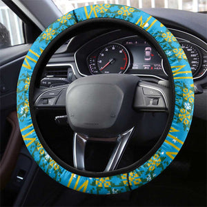 Rwanda Christmas Steering Wheel Cover Festive Geometric Motifs and Bold Typography - African Pride