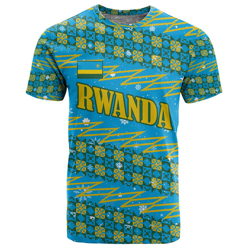 Rwanda Christmas T shirt Festive Geometric Motifs and Bold Typography - African Pride