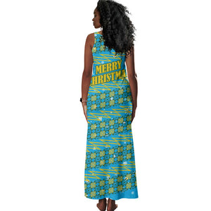 Rwanda Christmas Tank Maxi Dress Festive Geometric Motifs and Bold Typography - African Pride