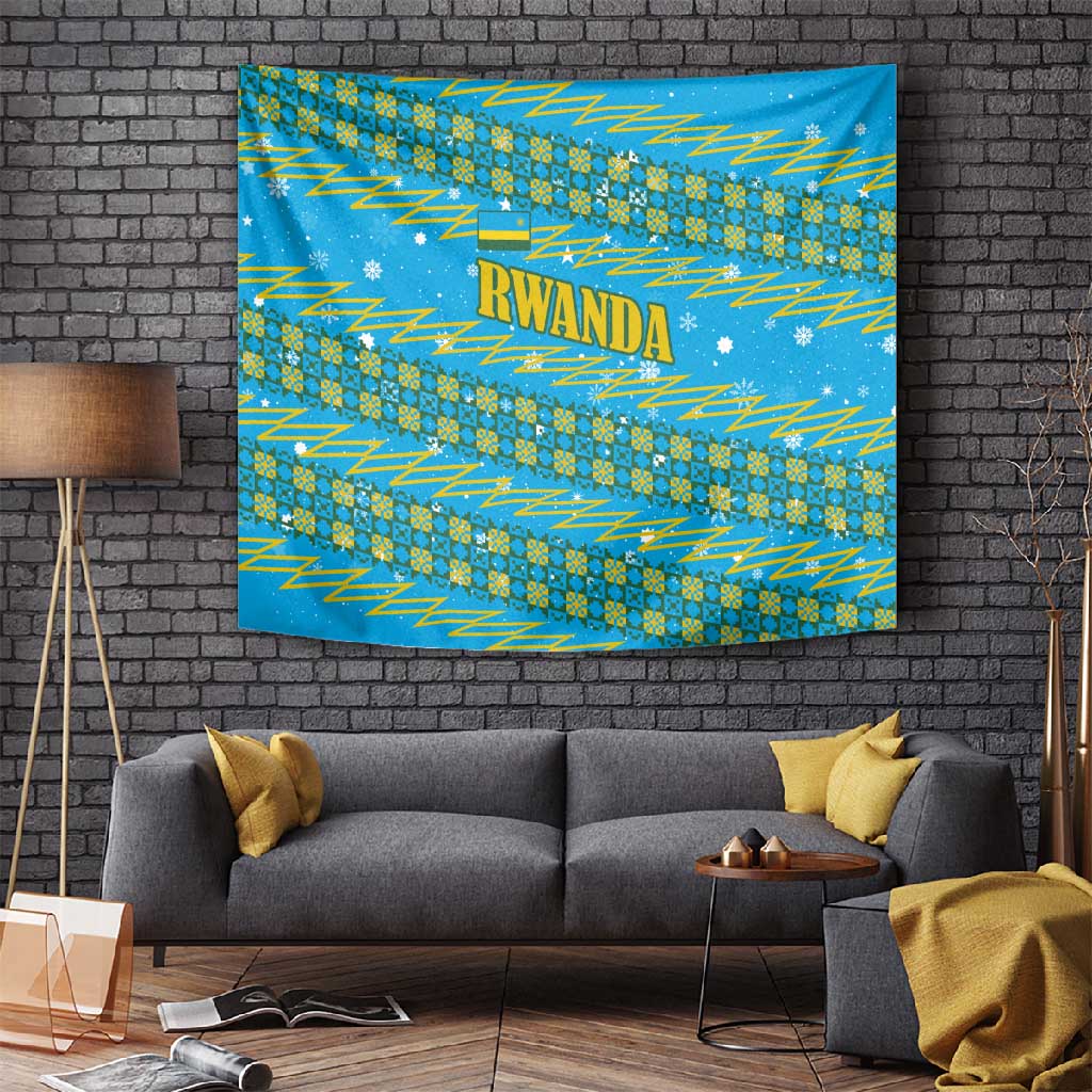 Rwanda Christmas Tapestry Festive Geometric Motifs and Bold Typography - African Pride