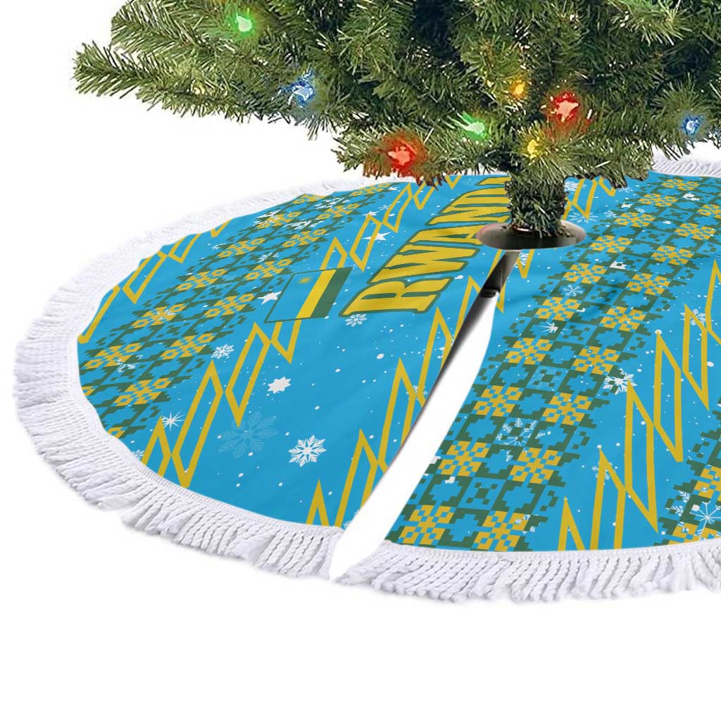 Rwanda Christmas Tree Skirt Festive Geometric Motifs and Bold Typography - African Pride