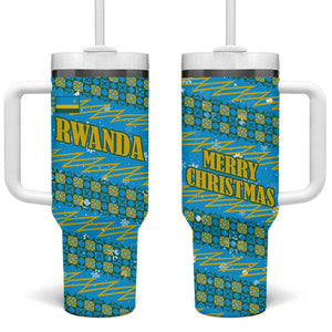Rwanda Christmas Tumbler With Handle Festive Geometric Motifs and Bold Typography - African Pride