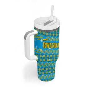 Rwanda Christmas Tumbler With Handle Festive Geometric Motifs and Bold Typography - African Pride
