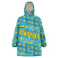Rwanda Christmas Wearable Blanket Hoodie Festive Geometric Motifs and Bold Typography - African Pride