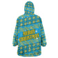 Rwanda Christmas Wearable Blanket Hoodie Festive Geometric Motifs and Bold Typography - African Pride