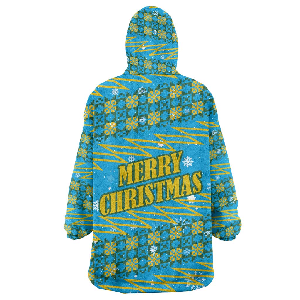 Rwanda Christmas Wearable Blanket Hoodie Festive Geometric Motifs and Bold Typography - African Pride