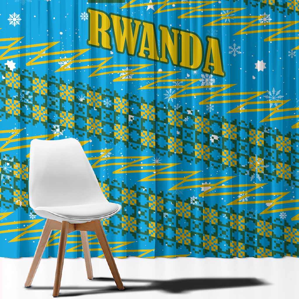 Rwanda Christmas Window Curtain Festive Geometric Motifs and Bold Typography - African Pride