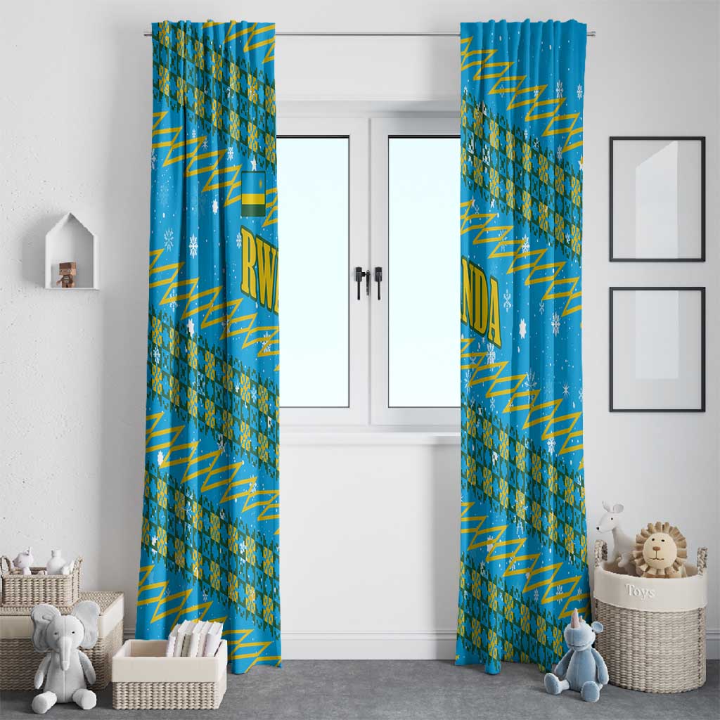 Rwanda Christmas Window Curtain Festive Geometric Motifs and Bold Typography - African Pride