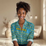 Rwanda Christmas Women Casual Shirt Festive Geometric Motifs and Bold Typography - African Pride