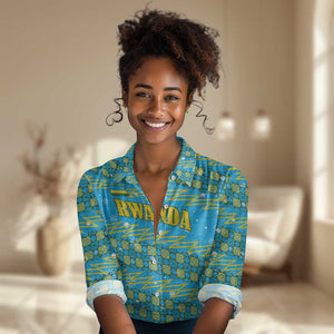 Rwanda Christmas Women Casual Shirt Festive Geometric Motifs and Bold Typography - African Pride