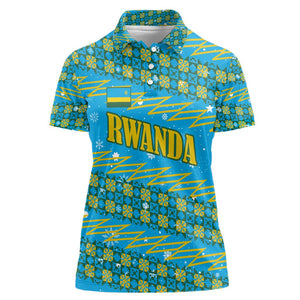 Rwanda Christmas Women Polo Shirt Festive Geometric Motifs and Bold Typography - African Pride