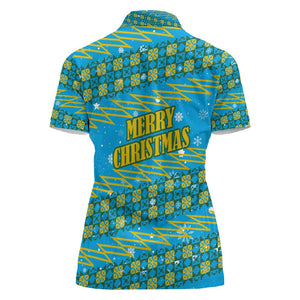 Rwanda Christmas Women Polo Shirt Festive Geometric Motifs and Bold Typography - African Pride