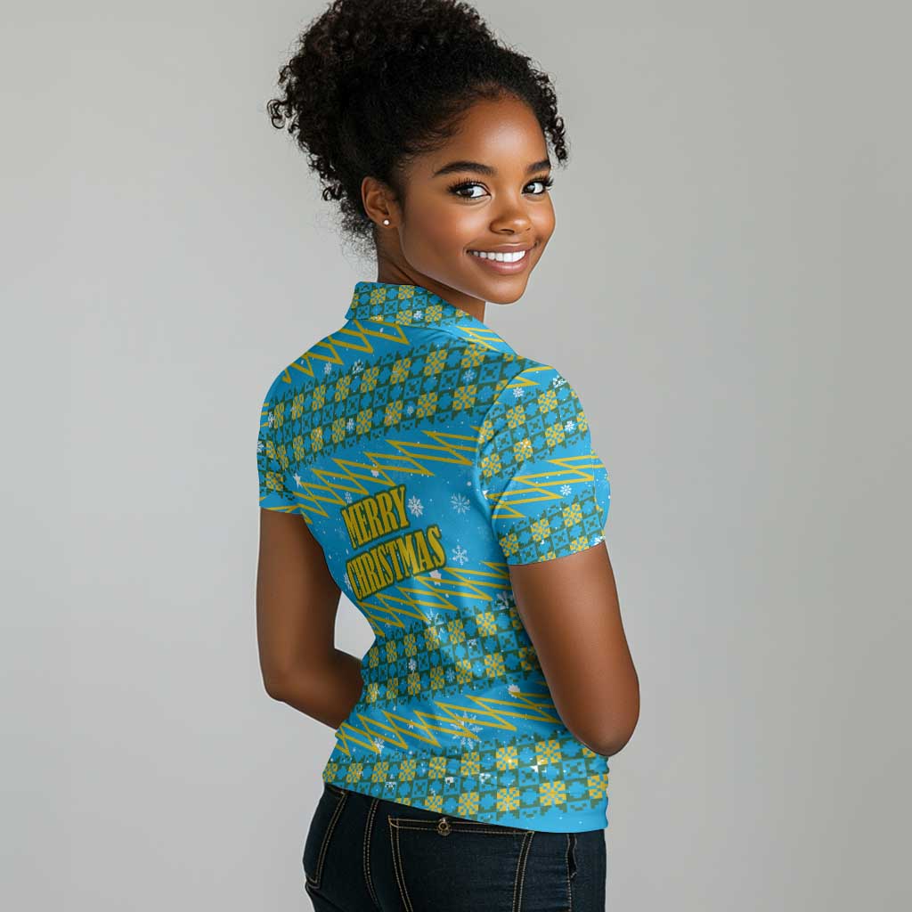 Rwanda Christmas Women Polo Shirt Festive Geometric Motifs and Bold Typography - African Pride