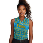 Rwanda Christmas Women Sleeveless Polo Shirt Festive Geometric Motifs and Bold Typography - African Pride