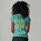Rwanda Christmas Women V-Neck T-Shirt Festive Geometric Motifs and Bold Typography - African Pride