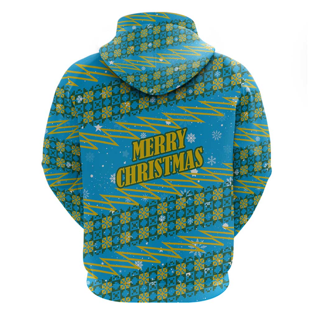 Rwanda Christmas Zip Hoodie Festive Geometric Motifs and Bold Typography - African Pride