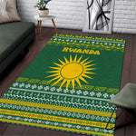 Rwanda Christmas Area Rug National Emblem and Radiant Sun Motif - African Pride