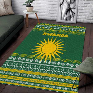 Rwanda Christmas Area Rug National Emblem and Radiant Sun Motif - African Pride