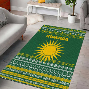 Rwanda Christmas Area Rug National Emblem and Radiant Sun Motif - African Pride