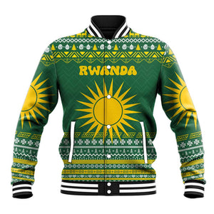 Rwanda Christmas Baseball Jacket National Emblem and Radiant Sun Motif - African Pride