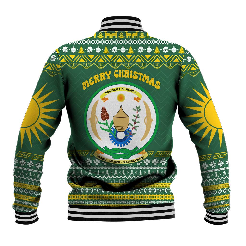 Rwanda Christmas Baseball Jacket National Emblem and Radiant Sun Motif - African Pride