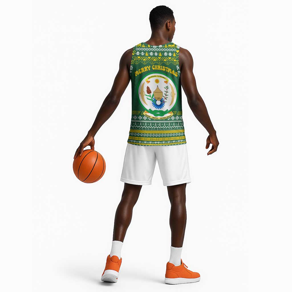Rwanda Christmas Basketball Jersey National Emblem and Radiant Sun Motif - African Pride