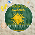 Rwanda Christmas Beach Blanket National Emblem and Radiant Sun Motif - African Pride