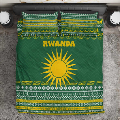 Rwanda Christmas Bedding Set National Emblem and Radiant Sun Motif - African Pride
