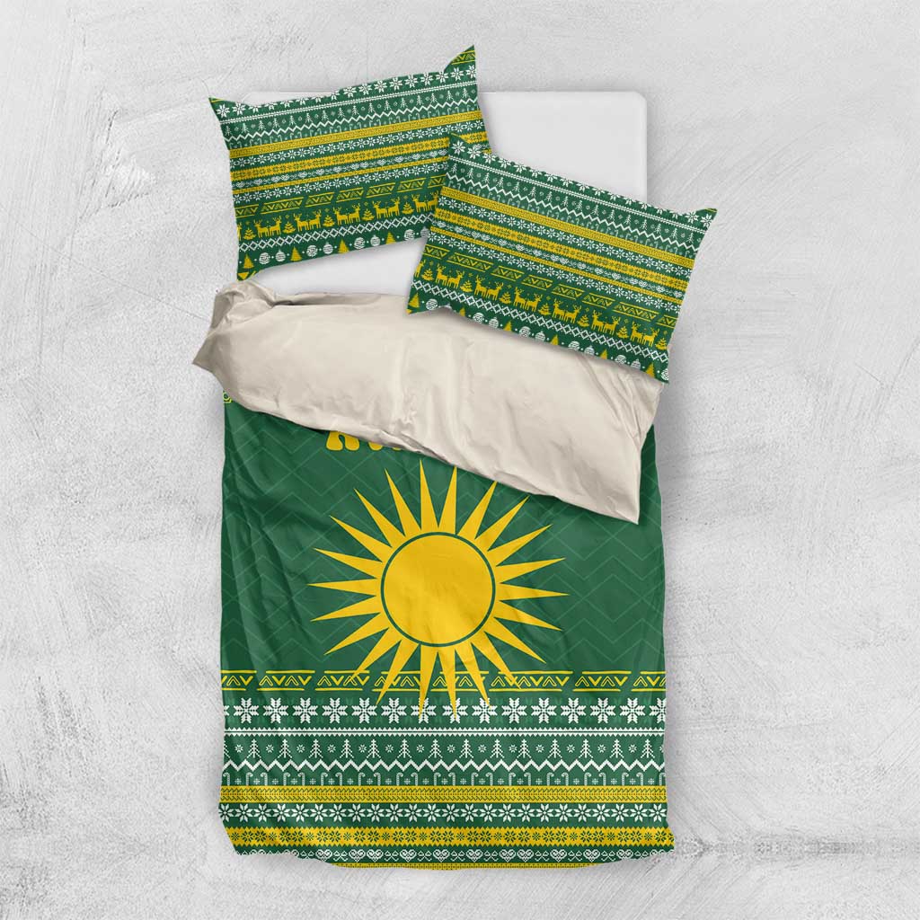 Rwanda Christmas Bedding Set National Emblem and Radiant Sun Motif - African Pride