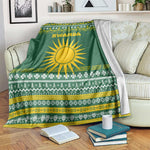 Rwanda Christmas Blanket National Emblem and Radiant Sun Motif - African Pride