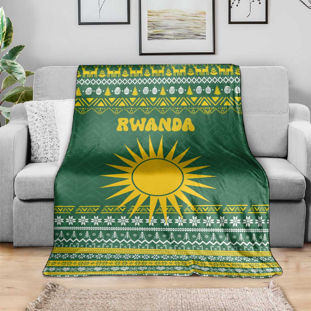 Rwanda Christmas Blanket National Emblem and Radiant Sun Motif - African Pride