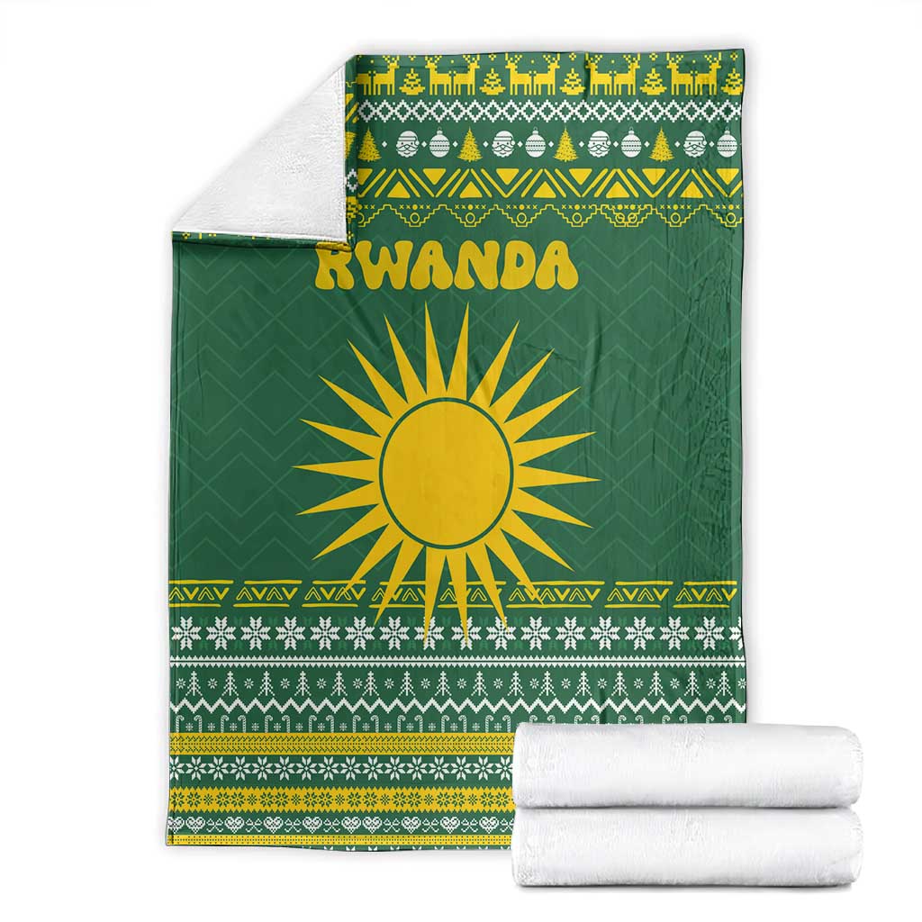 Rwanda Christmas Blanket National Emblem and Radiant Sun Motif - African Pride